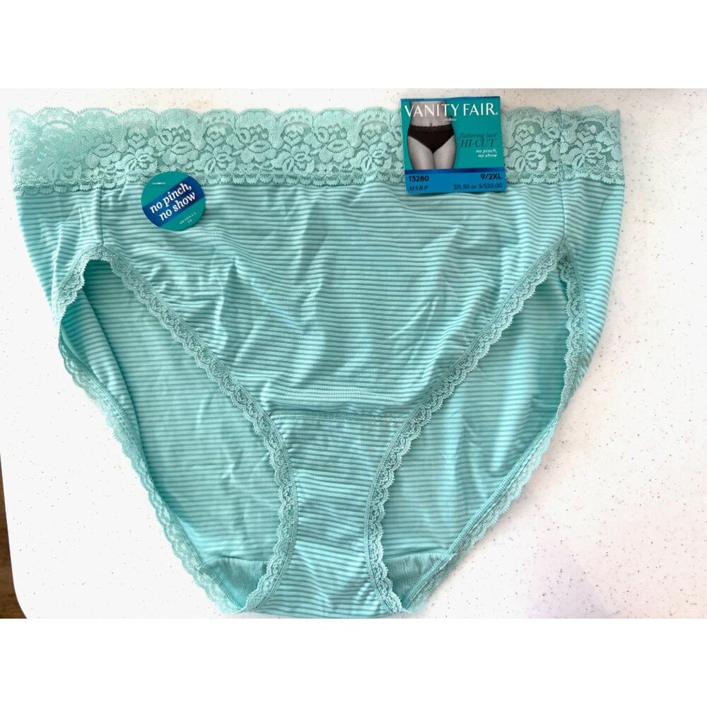 Vanity Fair 9 / 2XL Flattering Lace Hi-Cut Panty NWT